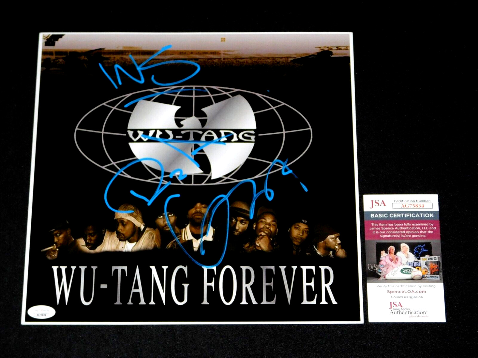 WU-TANG CLAN GZA RZA INSPECTAH SIGNED WU-TANG FOREVER 12X12 ALBUM PHOTO JSA COA