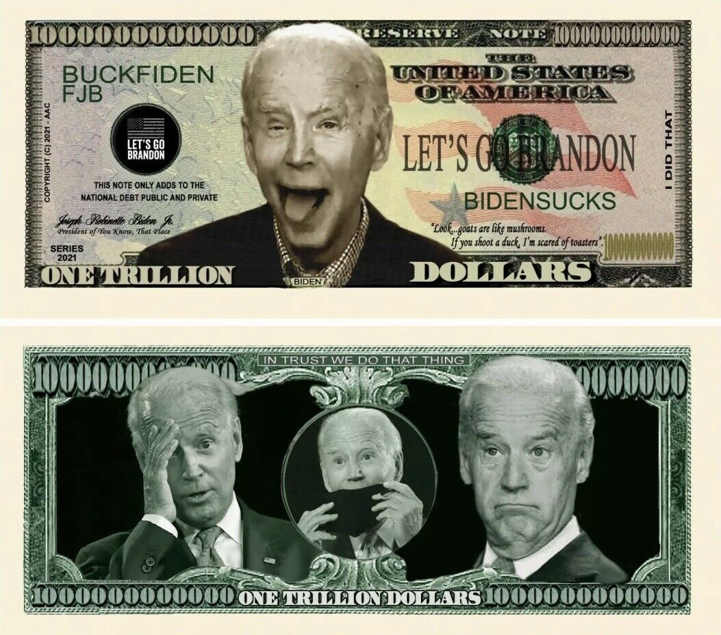 Let's Go Brandon FJB Joe Biden Sucks 100 Pack Funny Money Novelty Dollar Bills