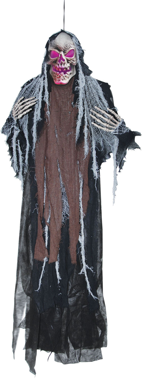 5-Ft HANGING CREEPY SKULL REAPER Skull Lights Halloween Haunted Prop Decoration