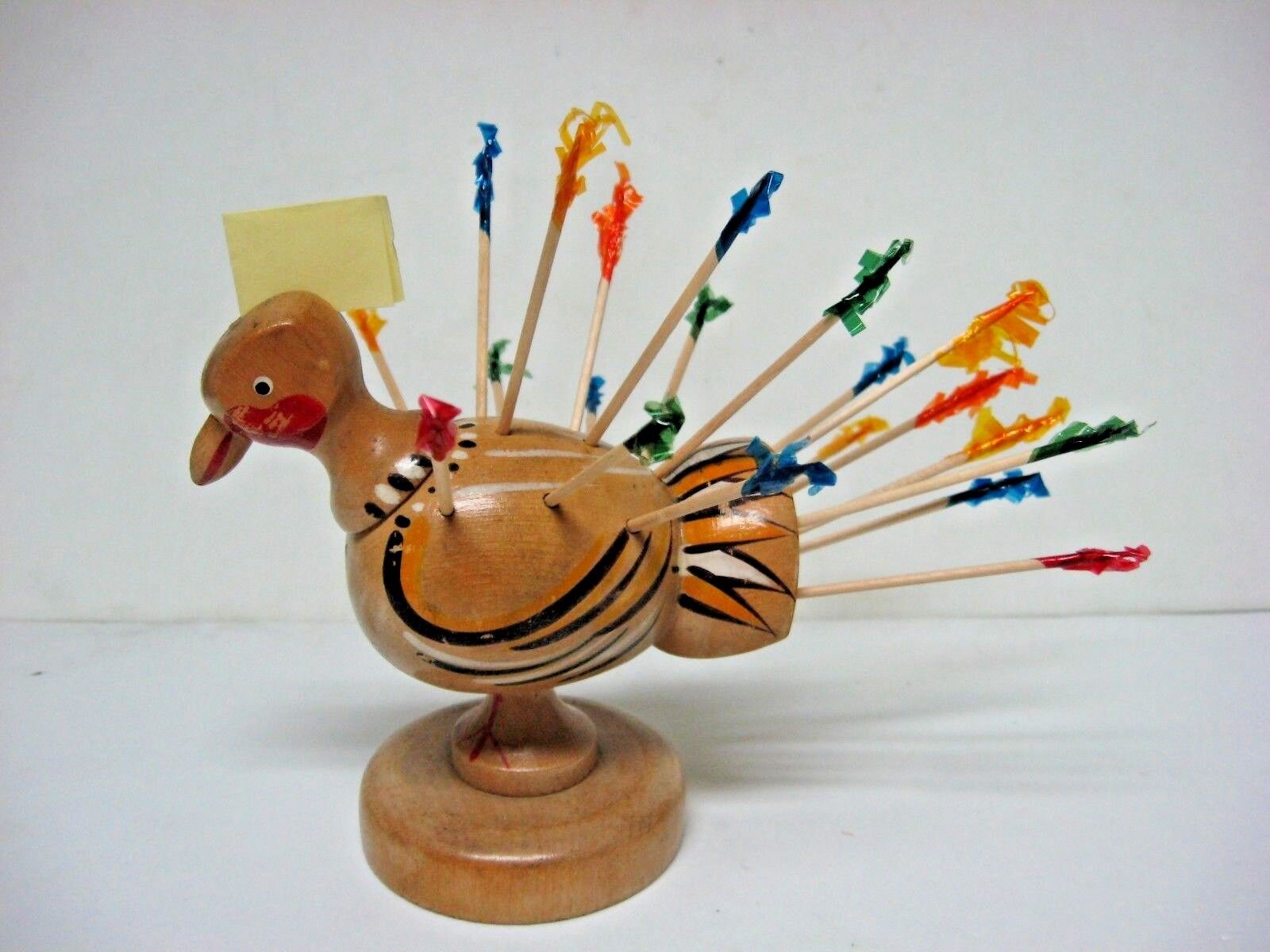 Vintage WOODEN chicken toothpick holder Japan