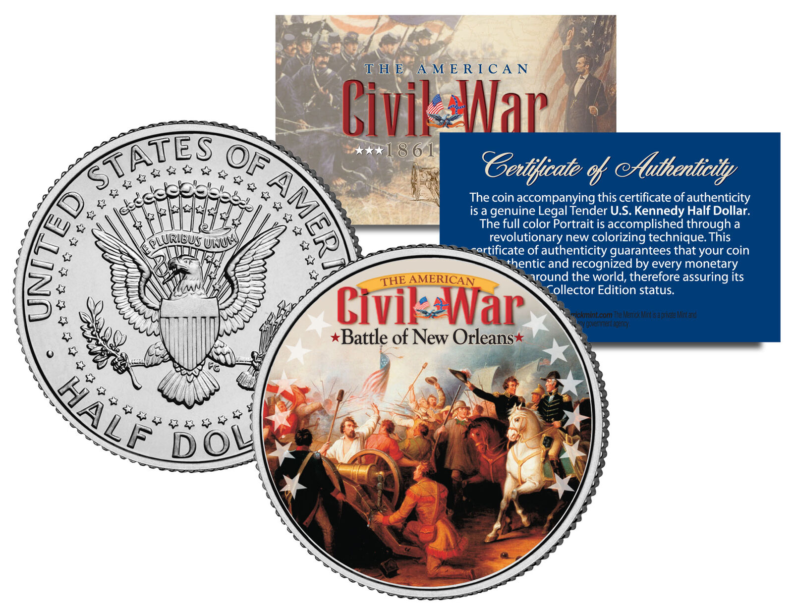American Civil War BATTLE OF NEW ORLEANS JFK Kennedy Half Dollar U.S. Coin