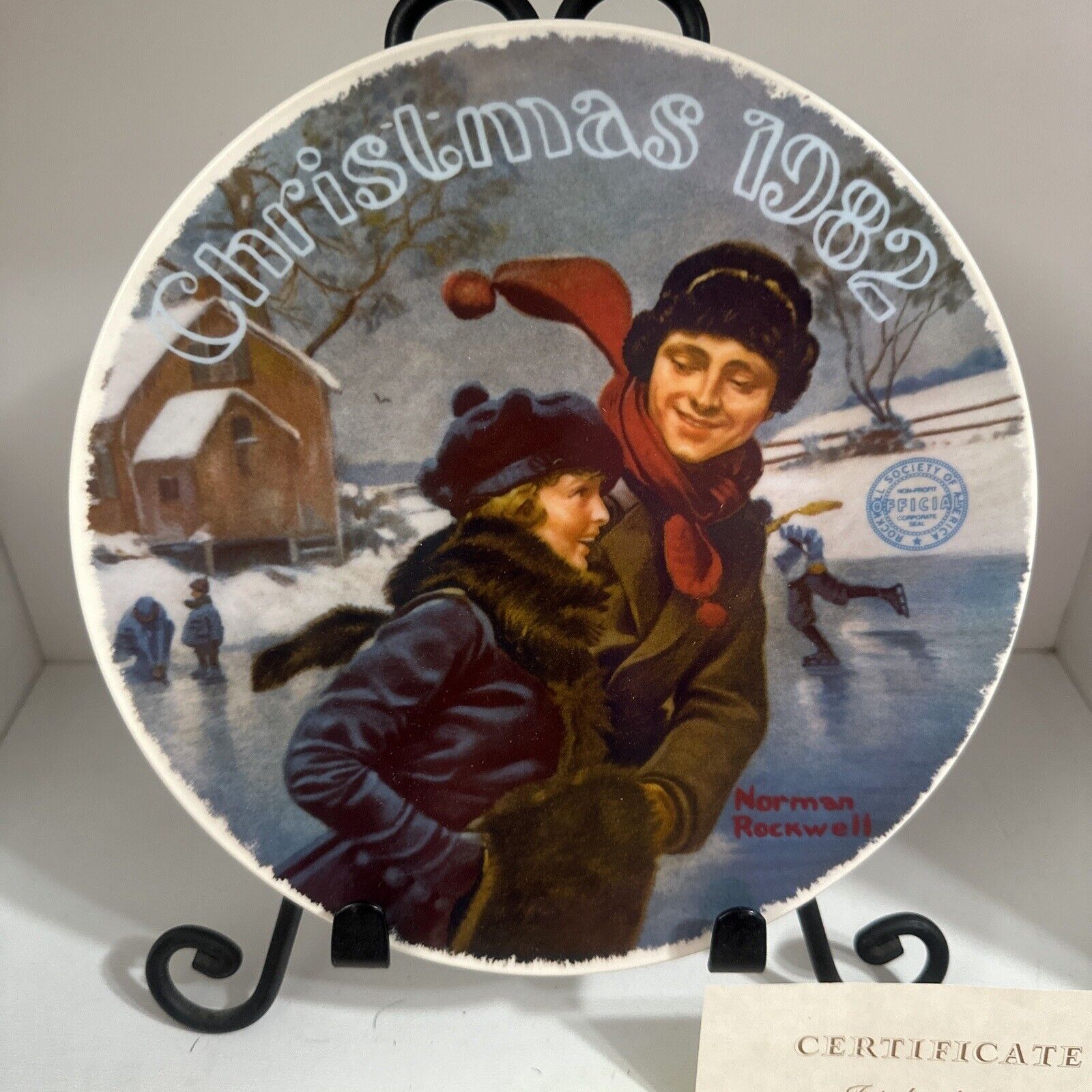 Christmas Courtship Plate - 1982 Christmas Edition, Norman Rockwell, Low Number