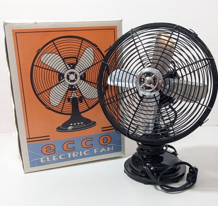 Ecco Electric Fan Black Metal Fuoriserie Brooklyn NY 200MM Table 200T with Box