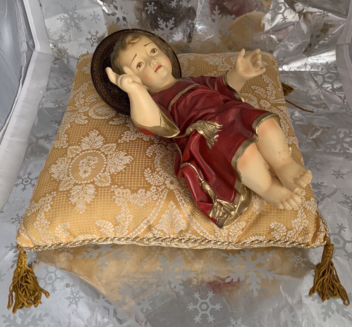 ❤️America Needs Fatima Christ Child On Damask Pillow Collectable Rare