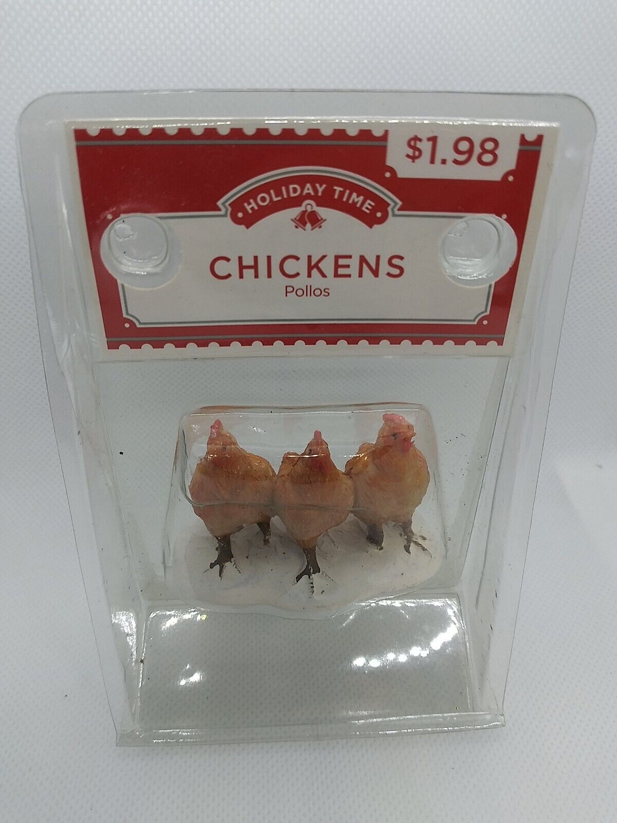 Holiday Time Christmas Village Chickens 3 Hens New in Package Ships Fast