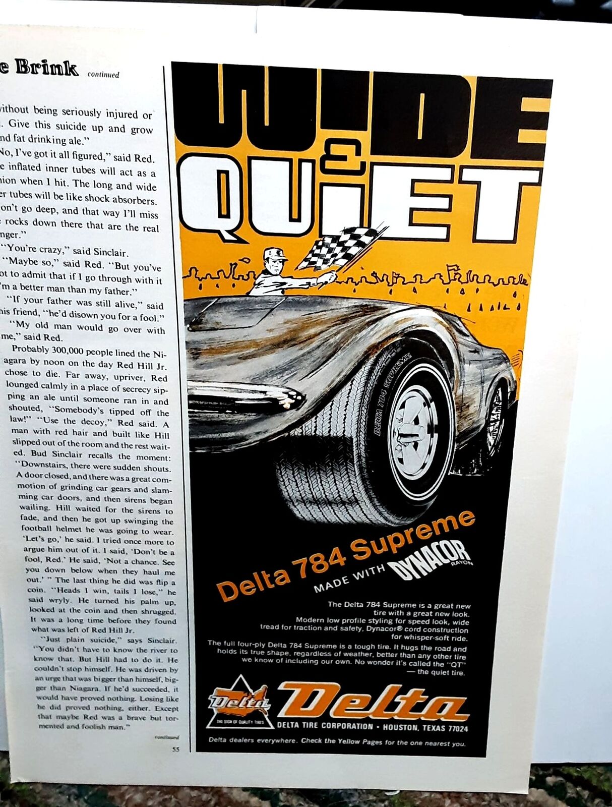 1971 Delta 784 Supreme Tires Vette Dynacor Original Print Ad