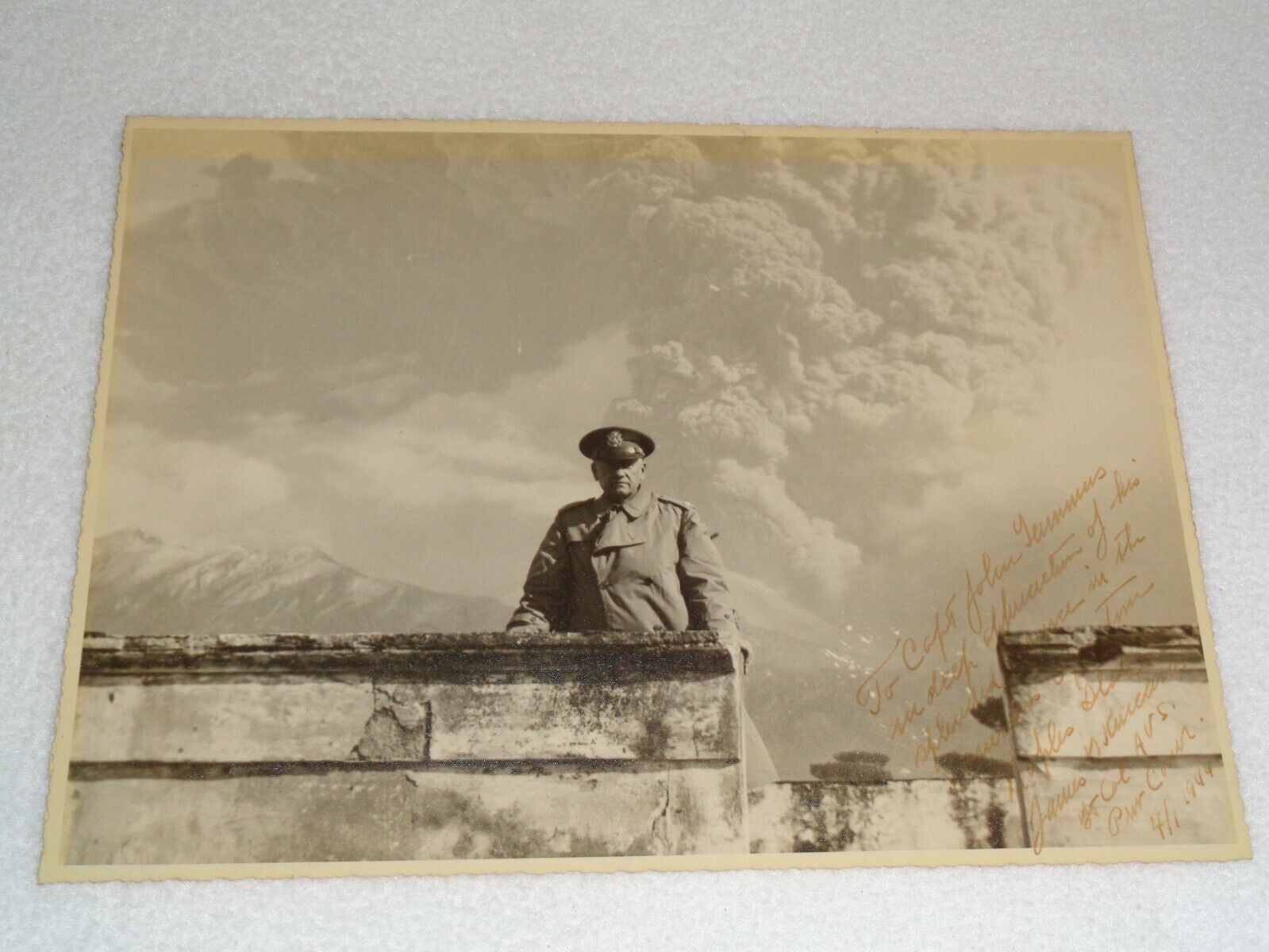 James Kincaid SIGNED 1944 Photo Vesuvius Operation Volcano Eruption Italy Rare