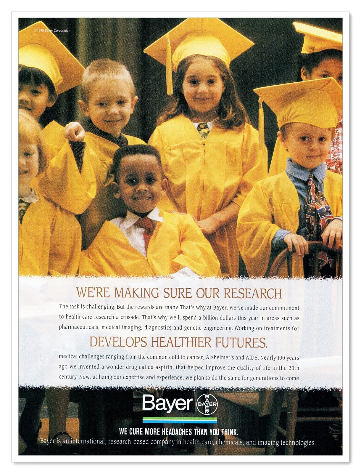 Bayer Pharmaceuticals Medical Research Grads Vintage 1997 Full-Page Magazine Ad