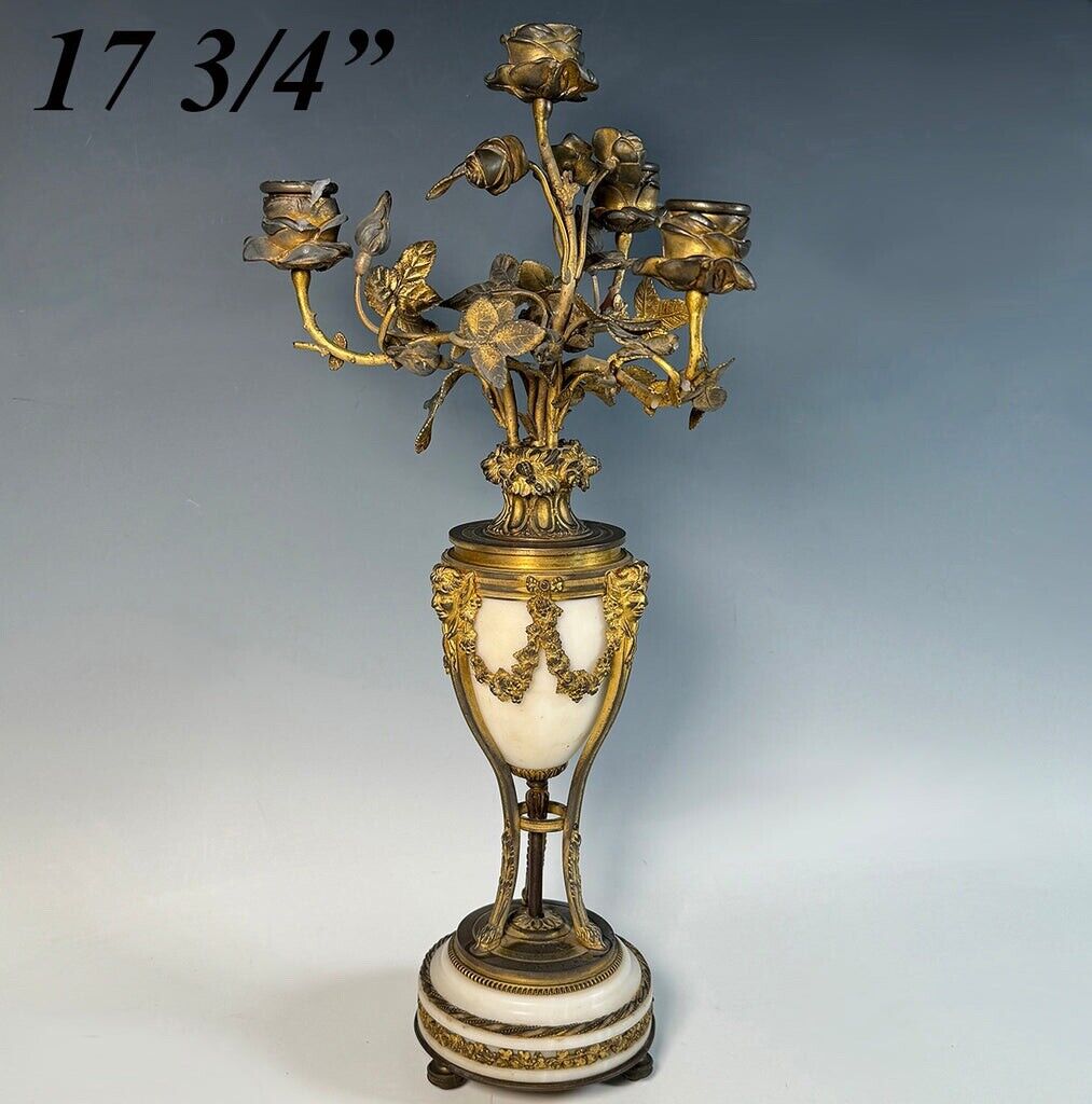 Fab Antique French 4-Branch Candelabra, Candle Holder Centerpiece, Neoclassical