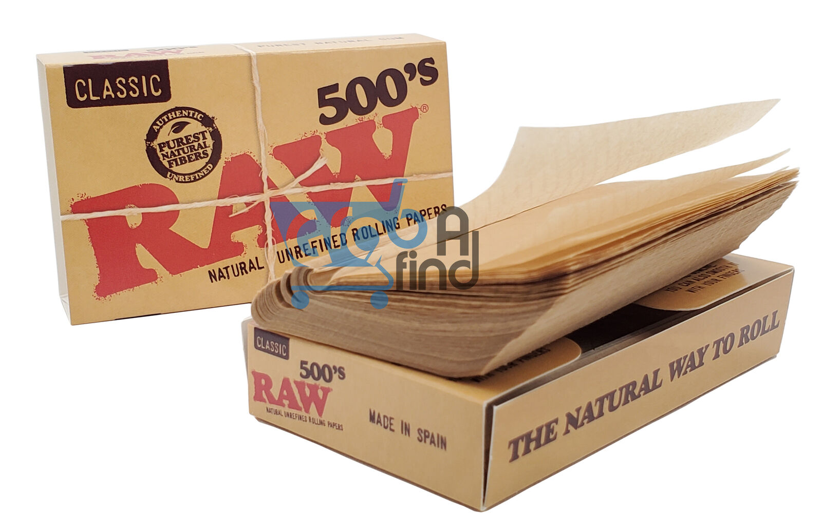 RAW 500's Classic- 1 1/4 - Natural Unrefined Rolling Paper -1 Pack of 500 Papers