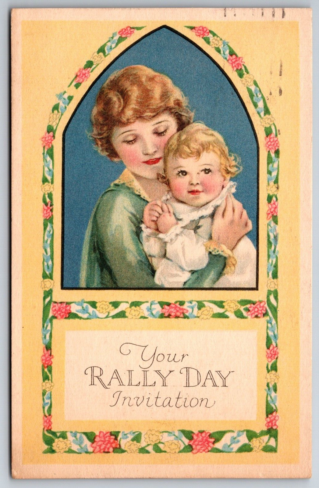 Rally Day Hagerstown Maryland 1926 Sunday School Mother Child Church Postcard