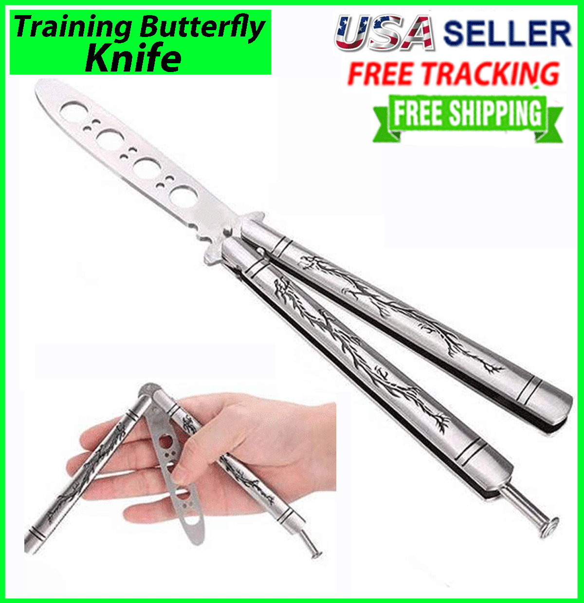 Butterfly Trainer DRAGON Training Dull Tool Black knife Metal Practice 