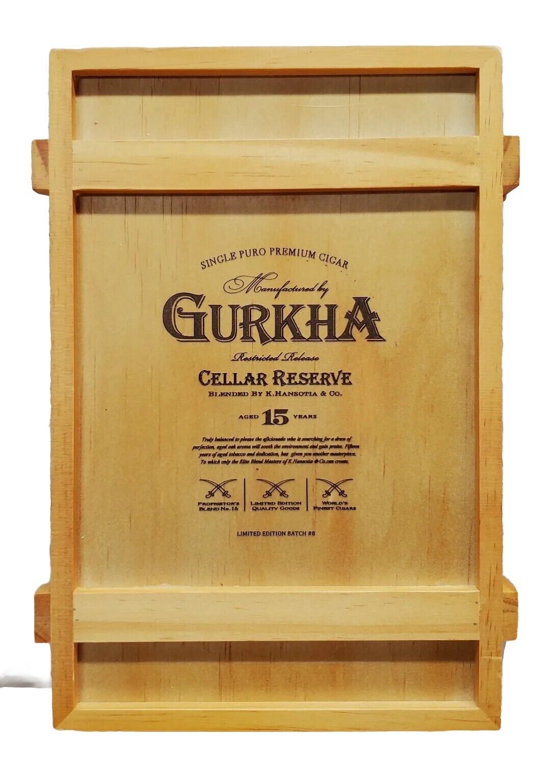 Empty Wooden Cigar Box Only Gurkha Cellar Reserve 15 Year 