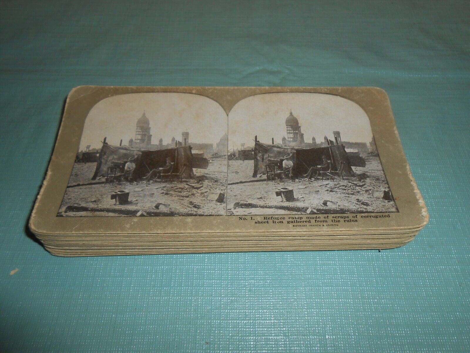 VINTAGE STEREOSCOPE 25 CARD SET 1906 SAN FRANCISCO EARTHQUAKE ~ GRIFFITH