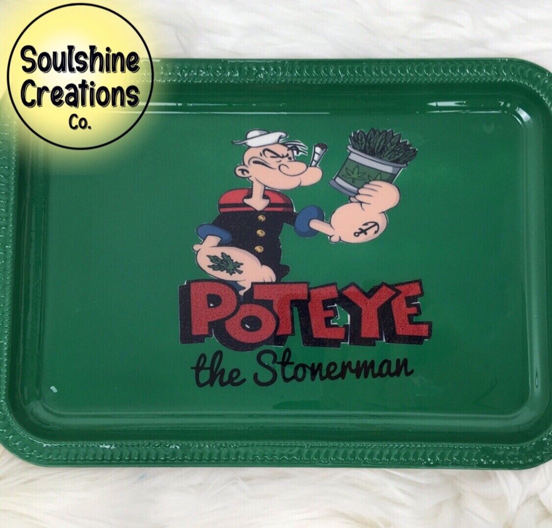 Custom Popeye the Stoner man Rolling Tray