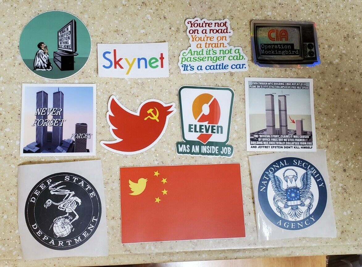 ALEX JONES Inspired Stickers 9-11 Truth Operation Mockingbird WTC 7 Lot Of 11