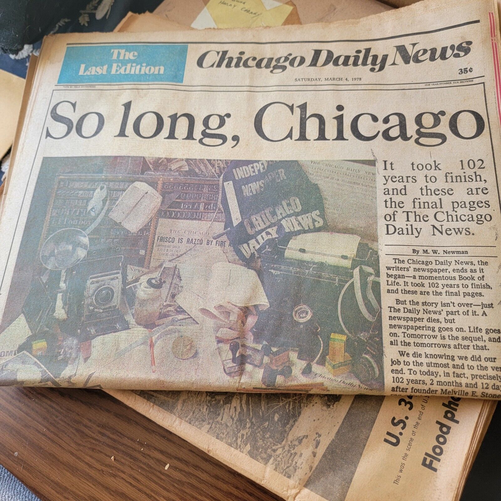 Final Edition Chicago Daily News Newspaper March 4, 1978 Vintage