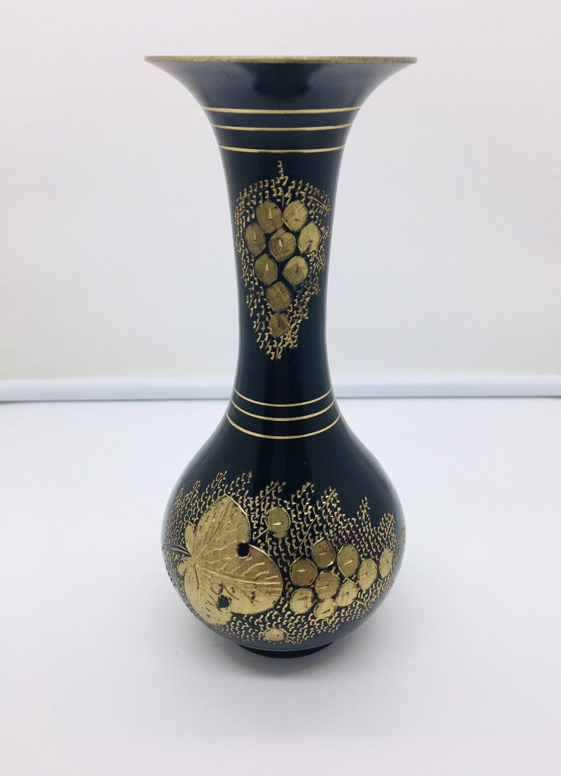 Vintage Solid Brass Vase With Etched Design