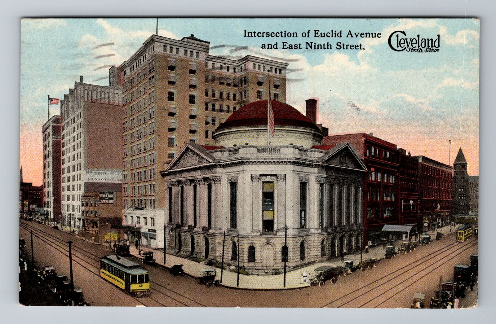 Cleveland OH-Ohio, Intersection Euclid Ave, East Ninth St c1914 Vintage Postcard