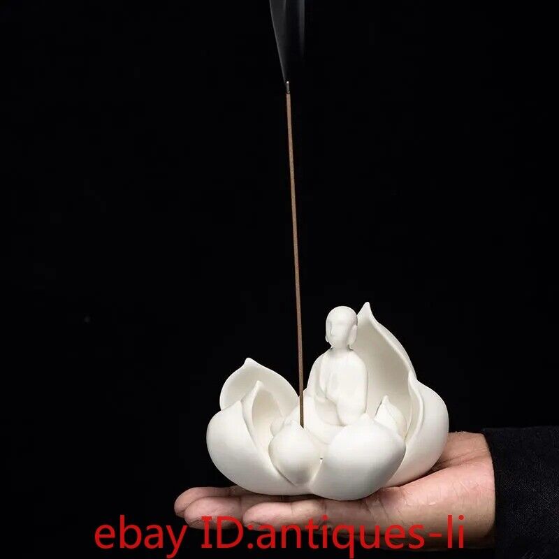 Chinese White Porcelain Beautiful Lotus Little Monk Flower Fragrant Insertion