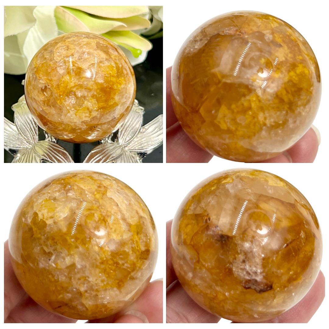 Golden Healer Quartz Sphere Healing Crystal Ball 123g 44mm