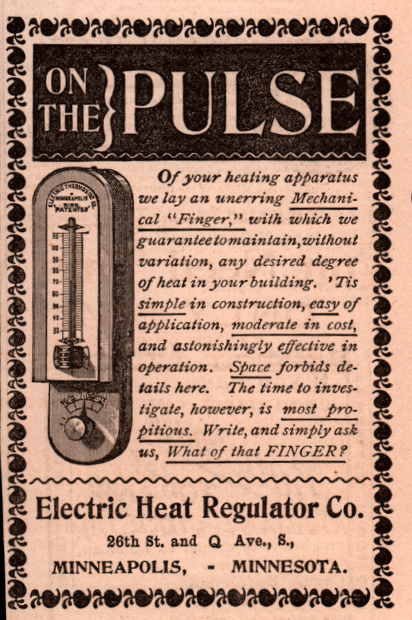 1890 'S  AD ELECTRIC  HEAT REGULATOR CO ON THE PULSE