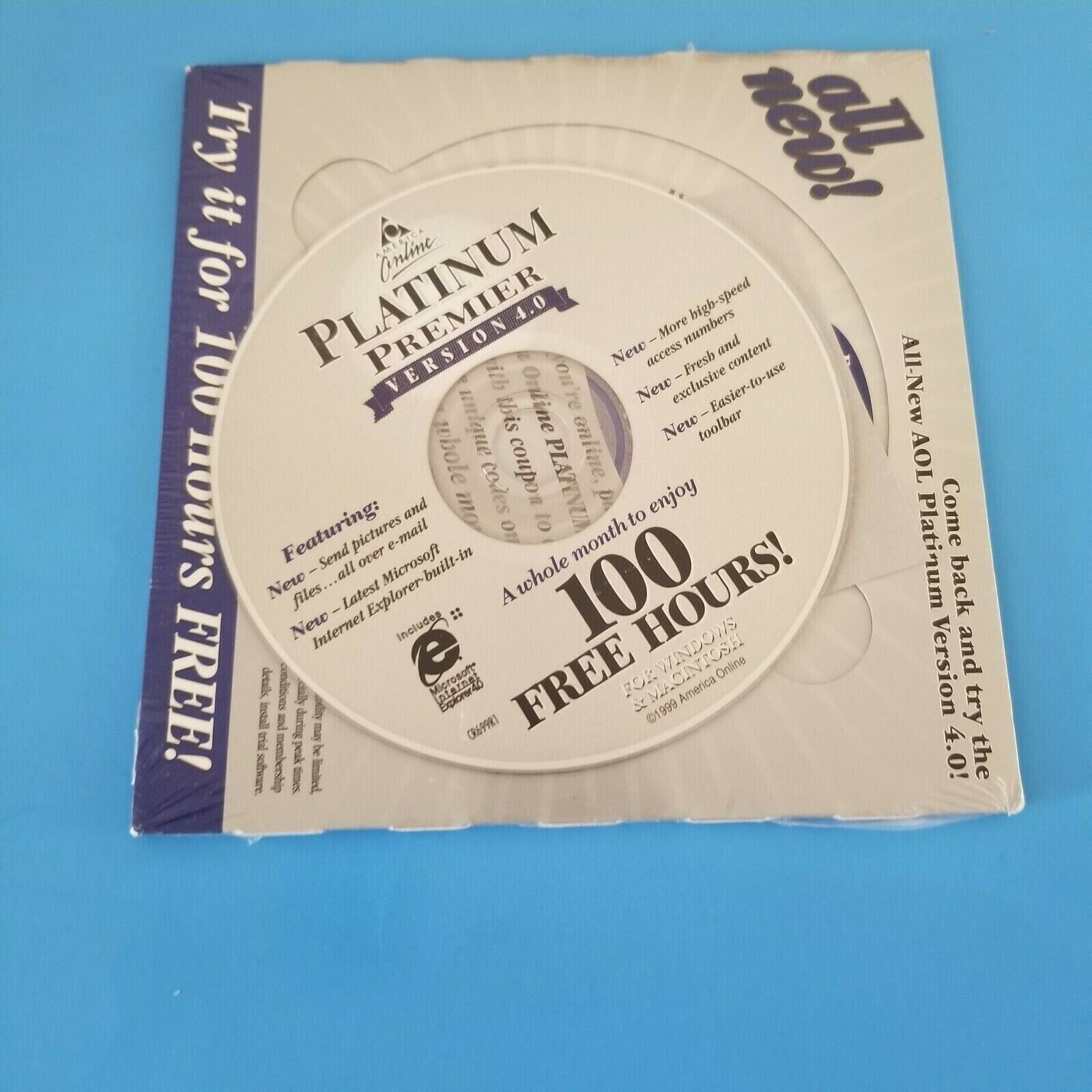 Vintage AOL CD Platinum Version 4.0  100 Free Hours, Orig. Collectible