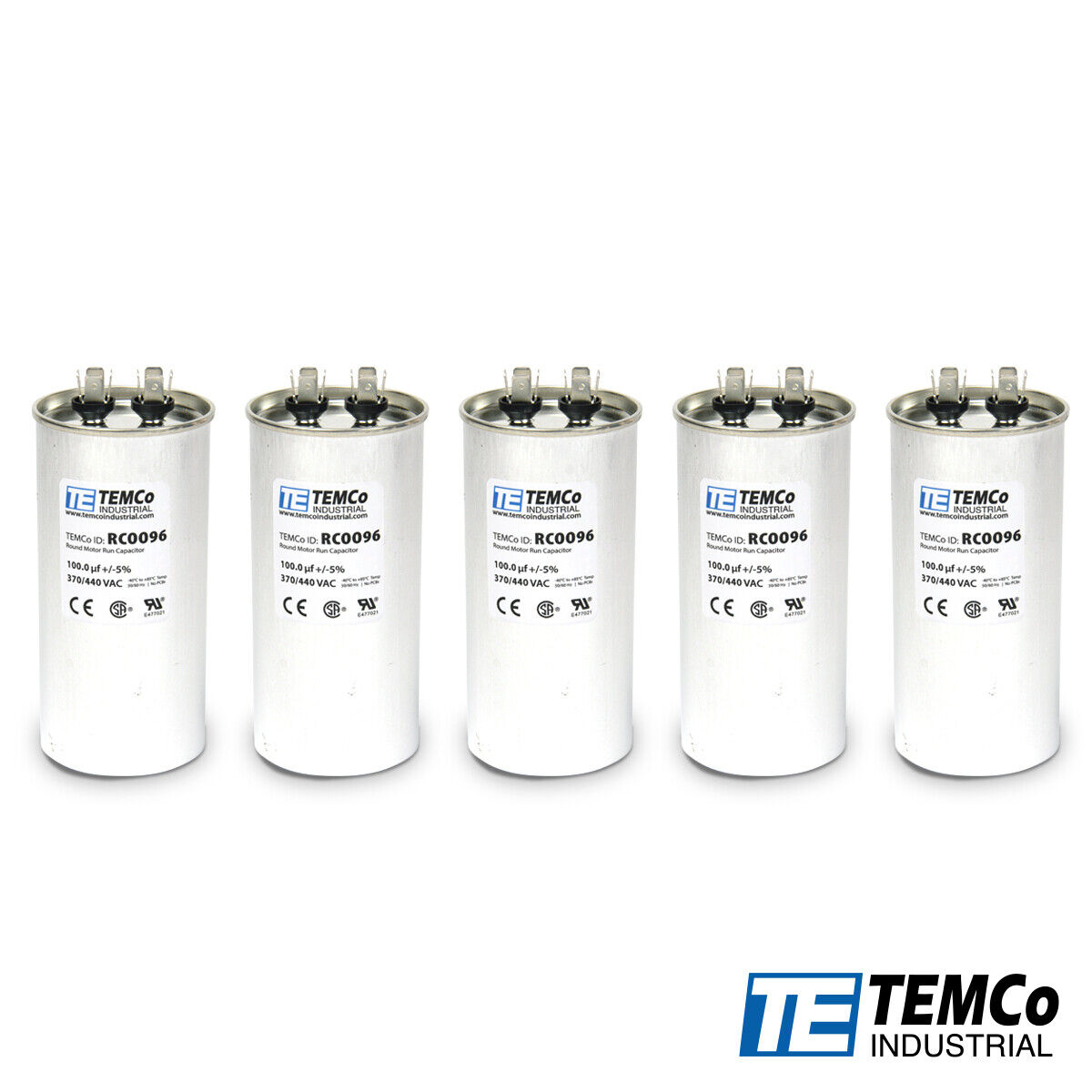 TEMCo 100 uf/MFD 370-440 VAC volts Round Run Capacitor 50/60 Hz -Lot-5