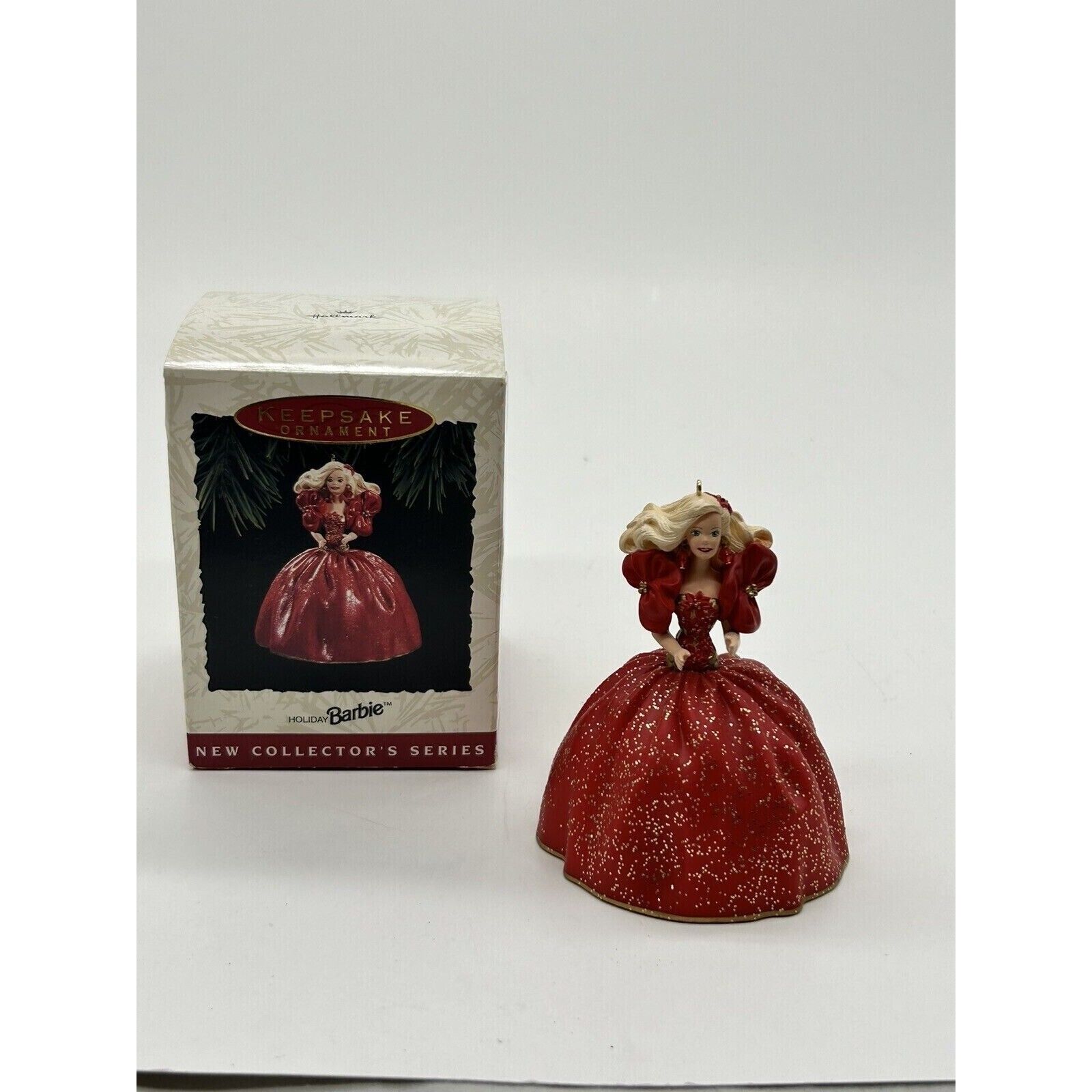 HALLMARK Keepsake Ornament Holiday Barbie 1993 Collector\'s Series Red Dress....