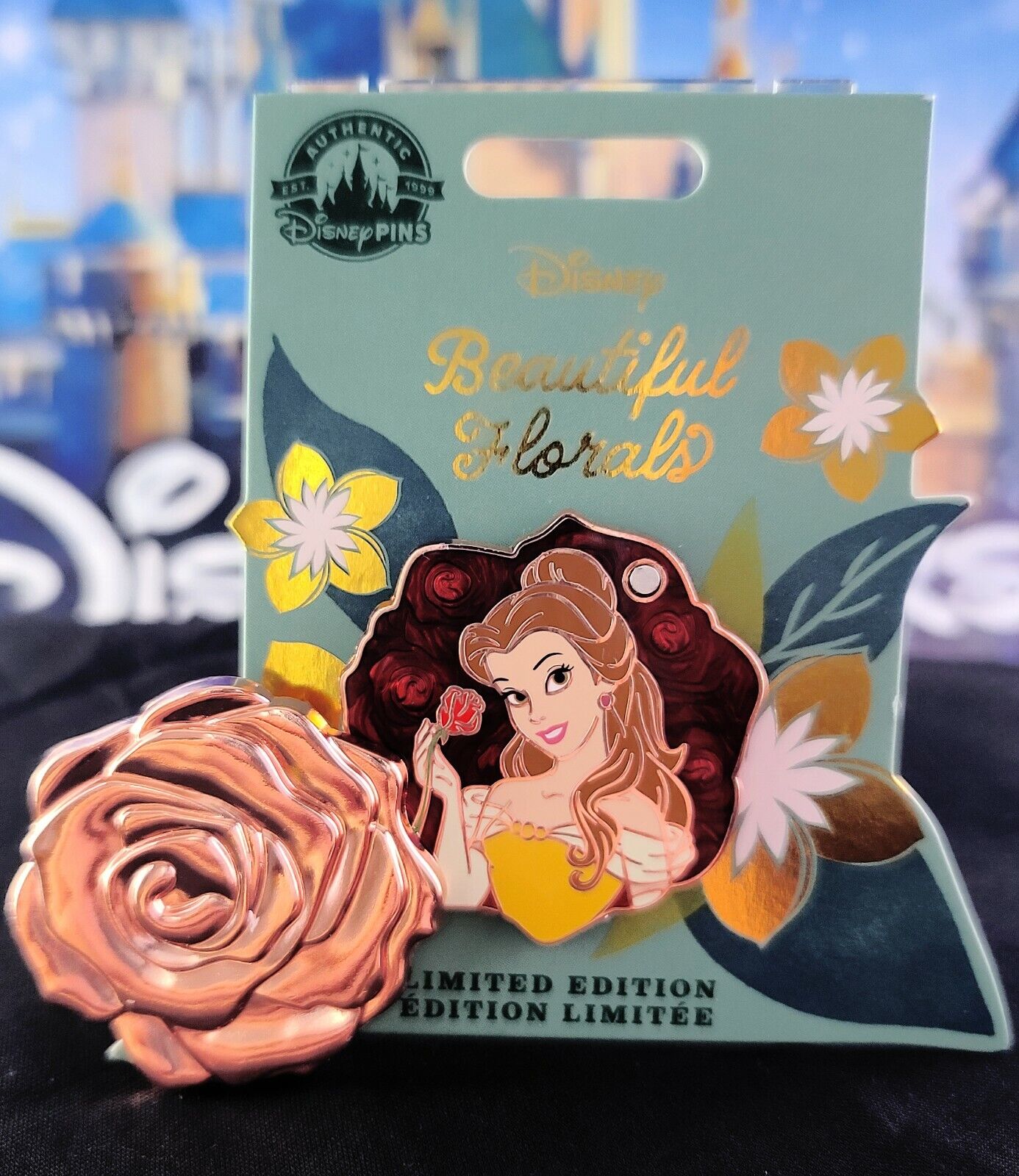 Disney Belle Beautiful Florals Pin LE 4000 Beauty & The Beast