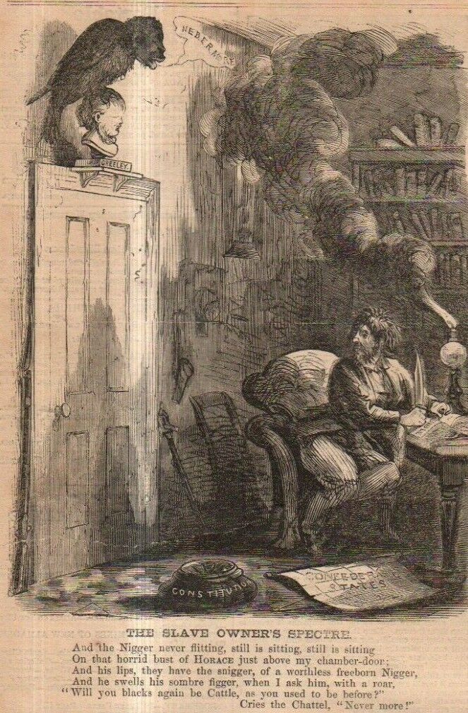 1863 Harpers Weekly Original Print - The Slave owner's N*g*r Nightmare