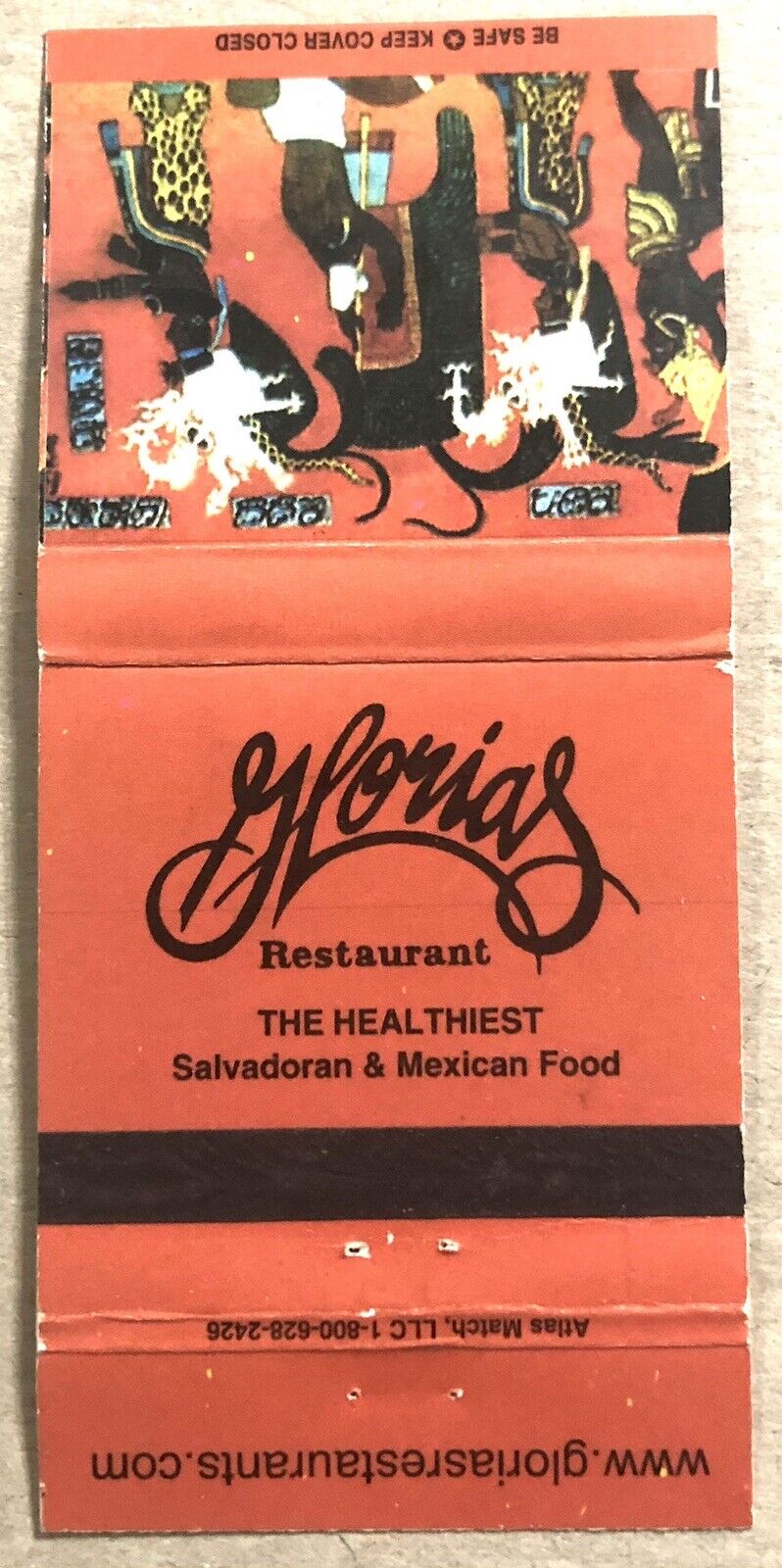 Vintage 30 Strike Matchbook Cover - Gloria’s Restaurant Texas Locations     D