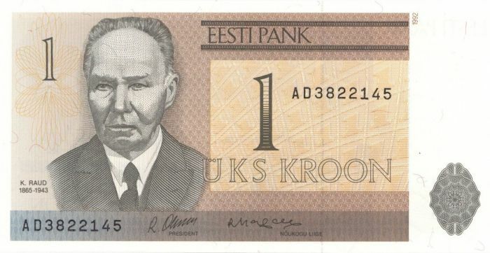 Estonia - 1 Estonia Kroon - P-69a - 1992 dated Foreign Paper Money - Paper Money