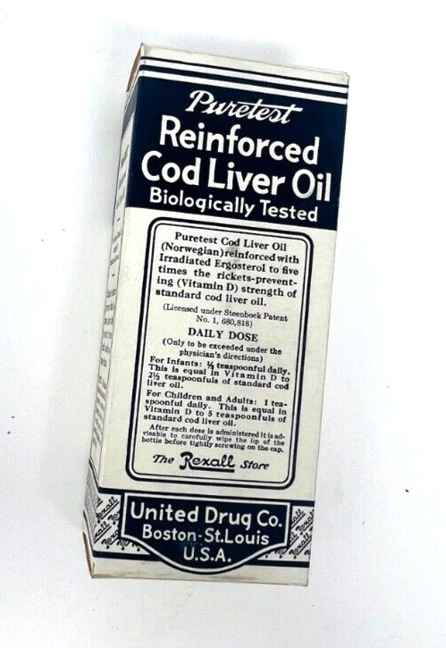Vintage 1950\'s Puretest Cod Liver Oil Box Advertising Packaging