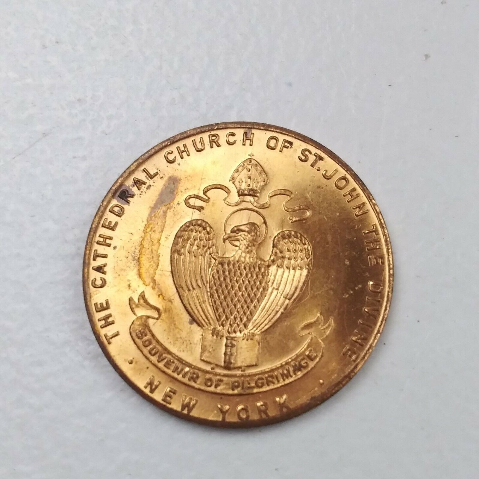 Vintage Coin Medal Cathedral Church of St John The Divine Gold Catholic New York