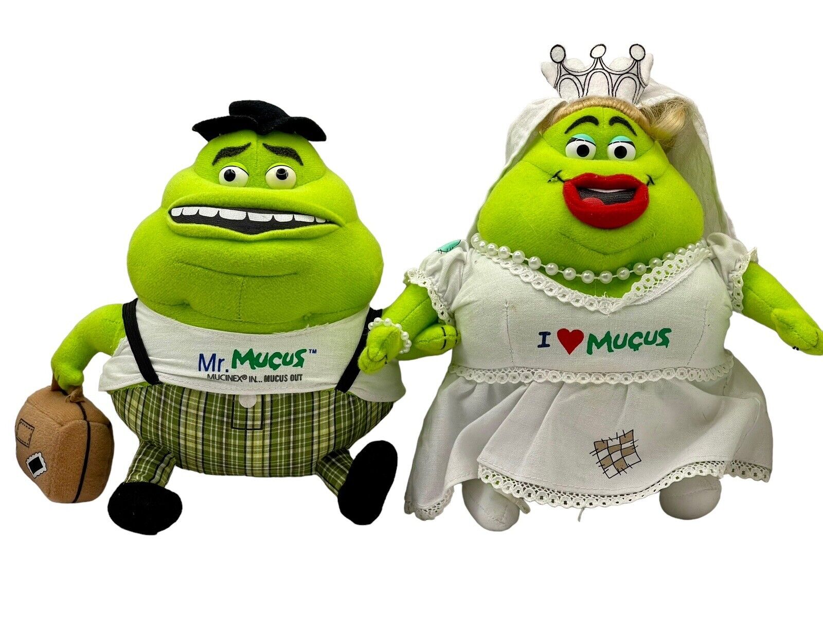 Mucinex Mr and Mrs Mucus Bride and Groom Plush Promotional  Advertisement  Dolls
