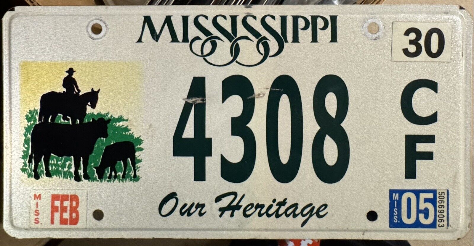 2005 Mississippi Our Heritage License Plate