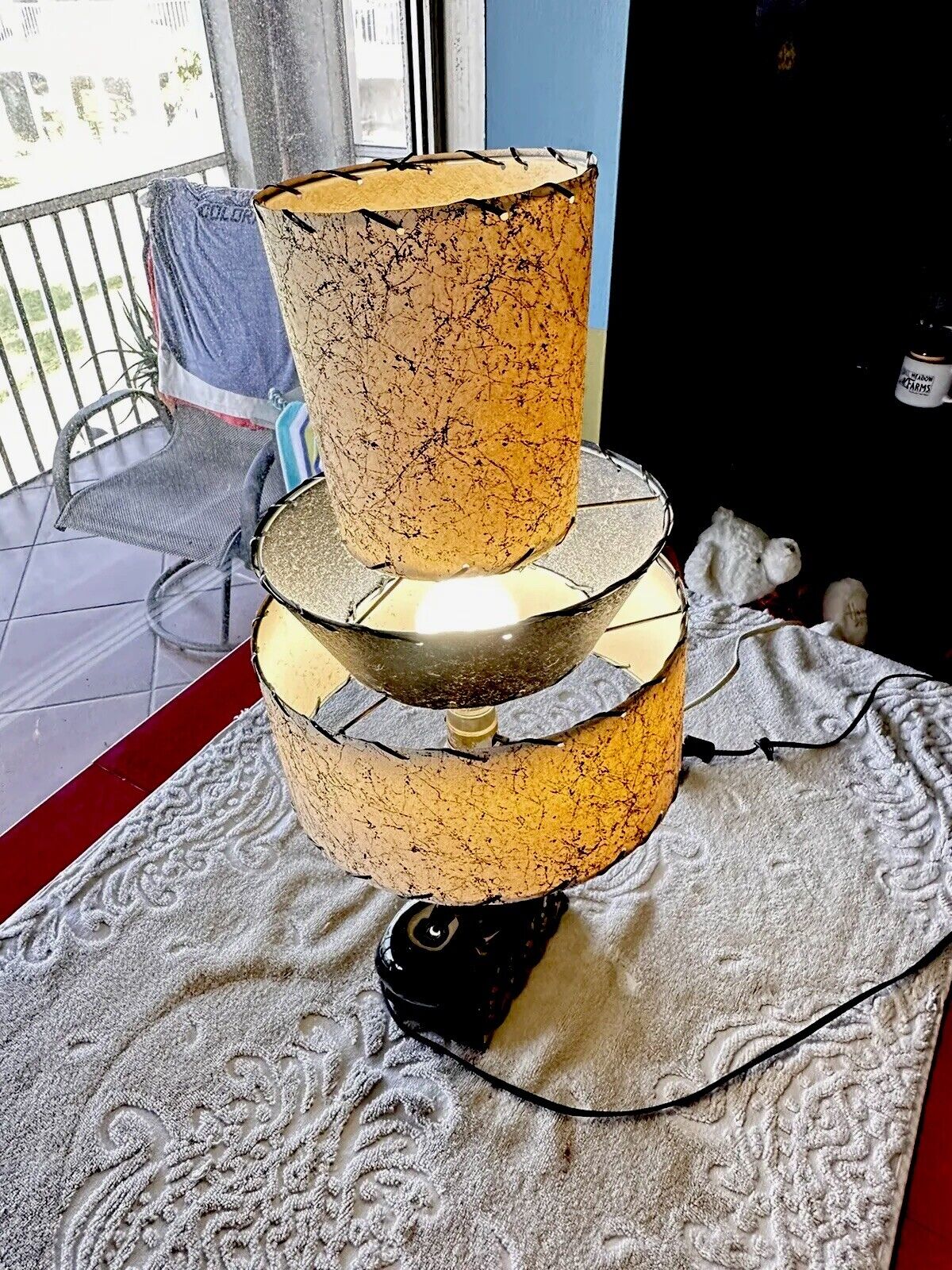 1950s Black And Gold Fish Style Lamp-clip On Style Shade Needs Rewiring