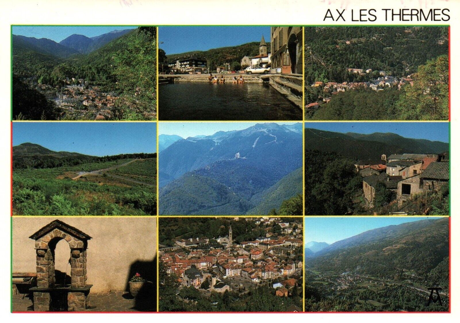 AX LES THERMES Sight Seeing Highlights Collage Vintage Postcard Unposted