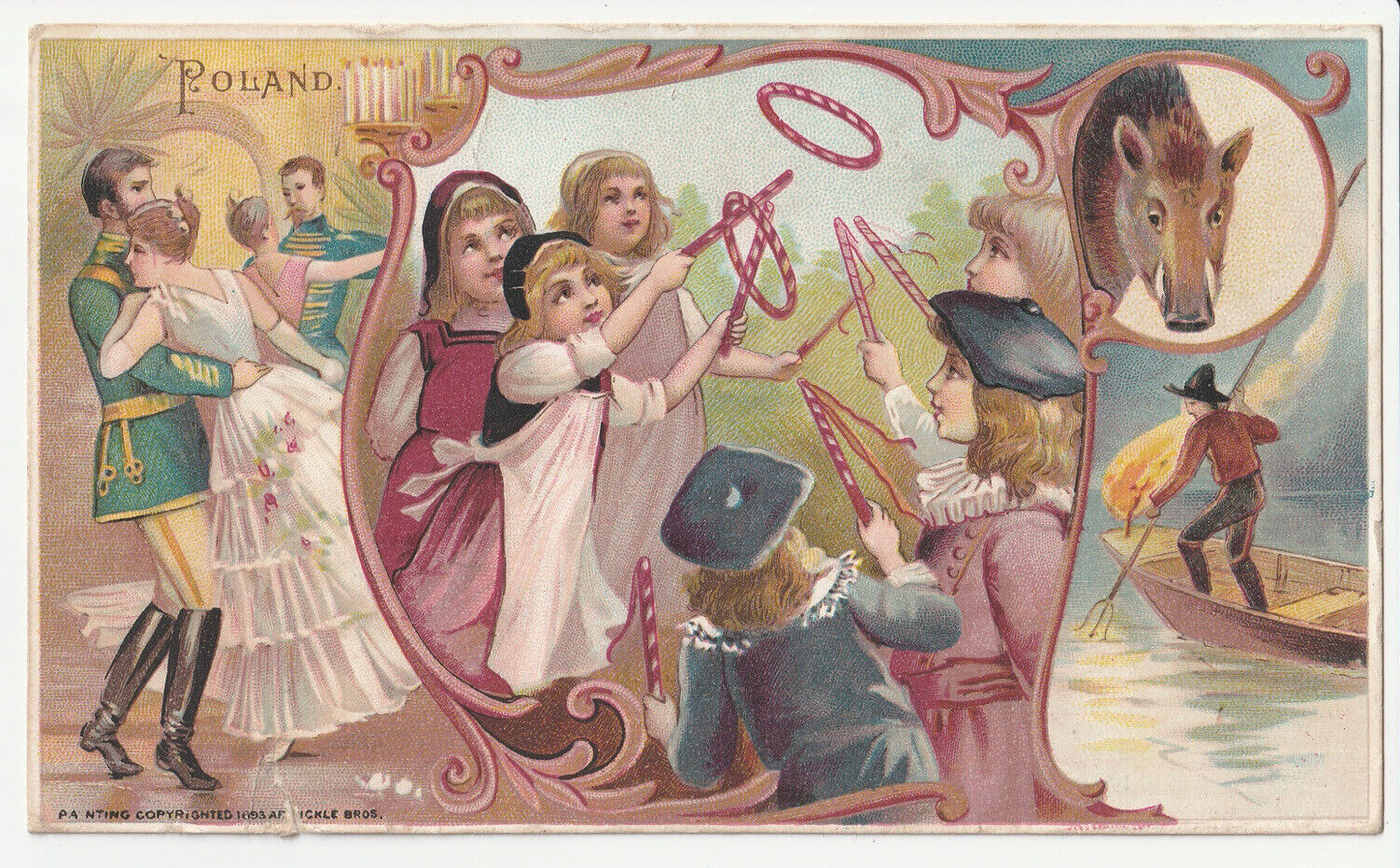 1880s Arbuckle Bros Coffee Victorian Trade Card No. 19 Poland Harvest Home