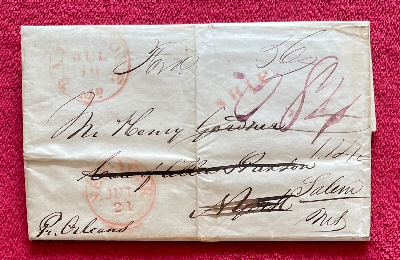 WHALE OIL & SPERM CANDLES EXPORTS by GARDNER FAMILY, SALEM, MASS. - 1841 LETTER