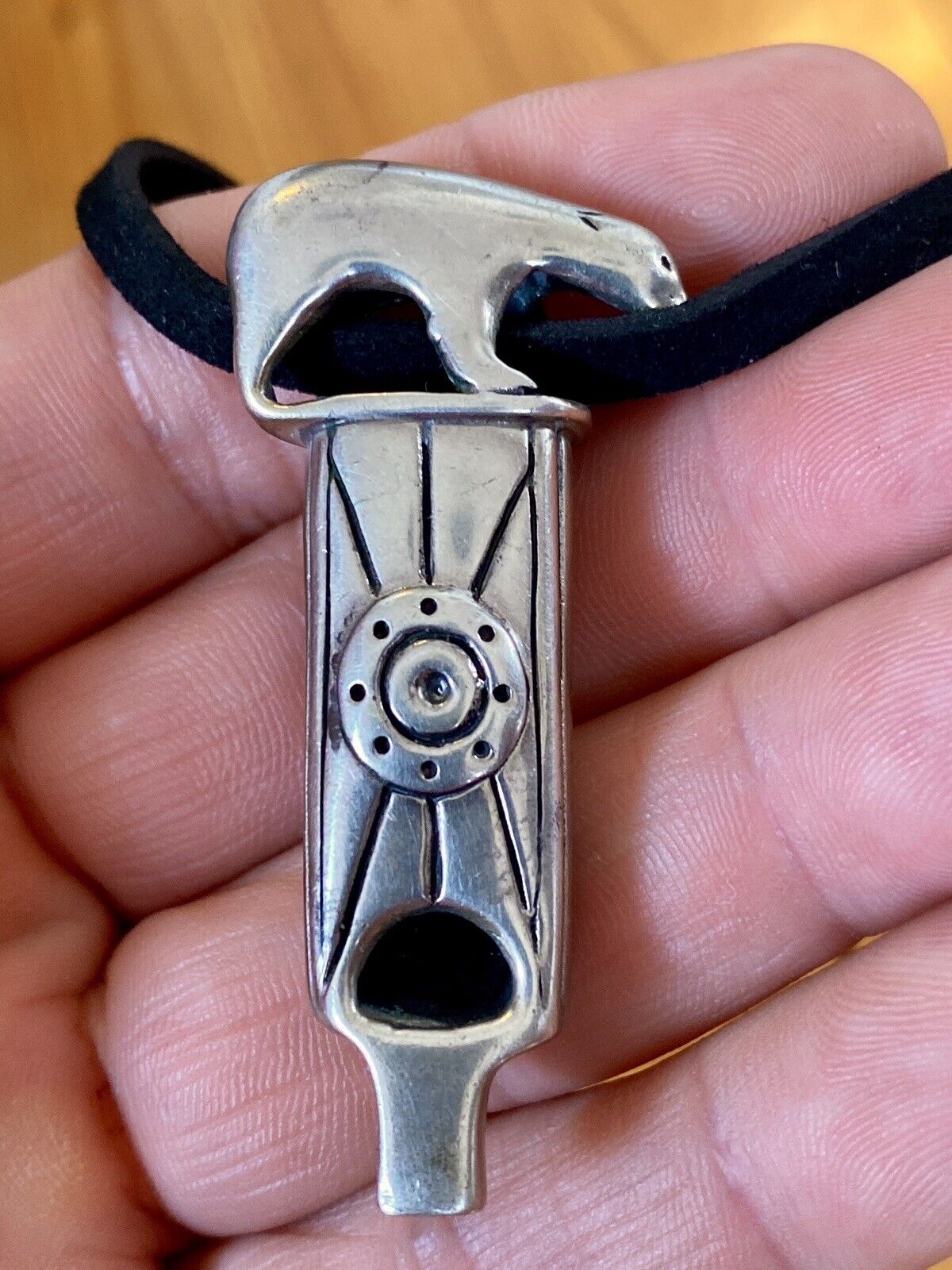 Northwest Coast Design Heavy Sterling Silver hand made Bear Whistle Pendant