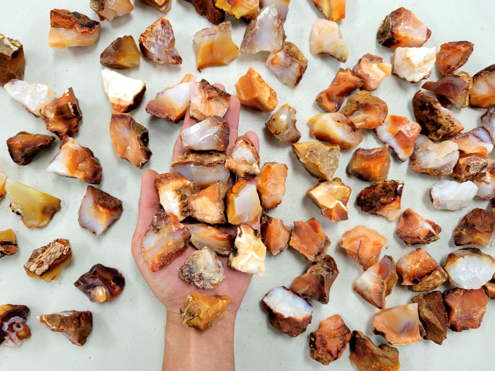 Raw Carnelian Crystals Madagascar, Bulk Rough Stones for Tumbling & Healing
