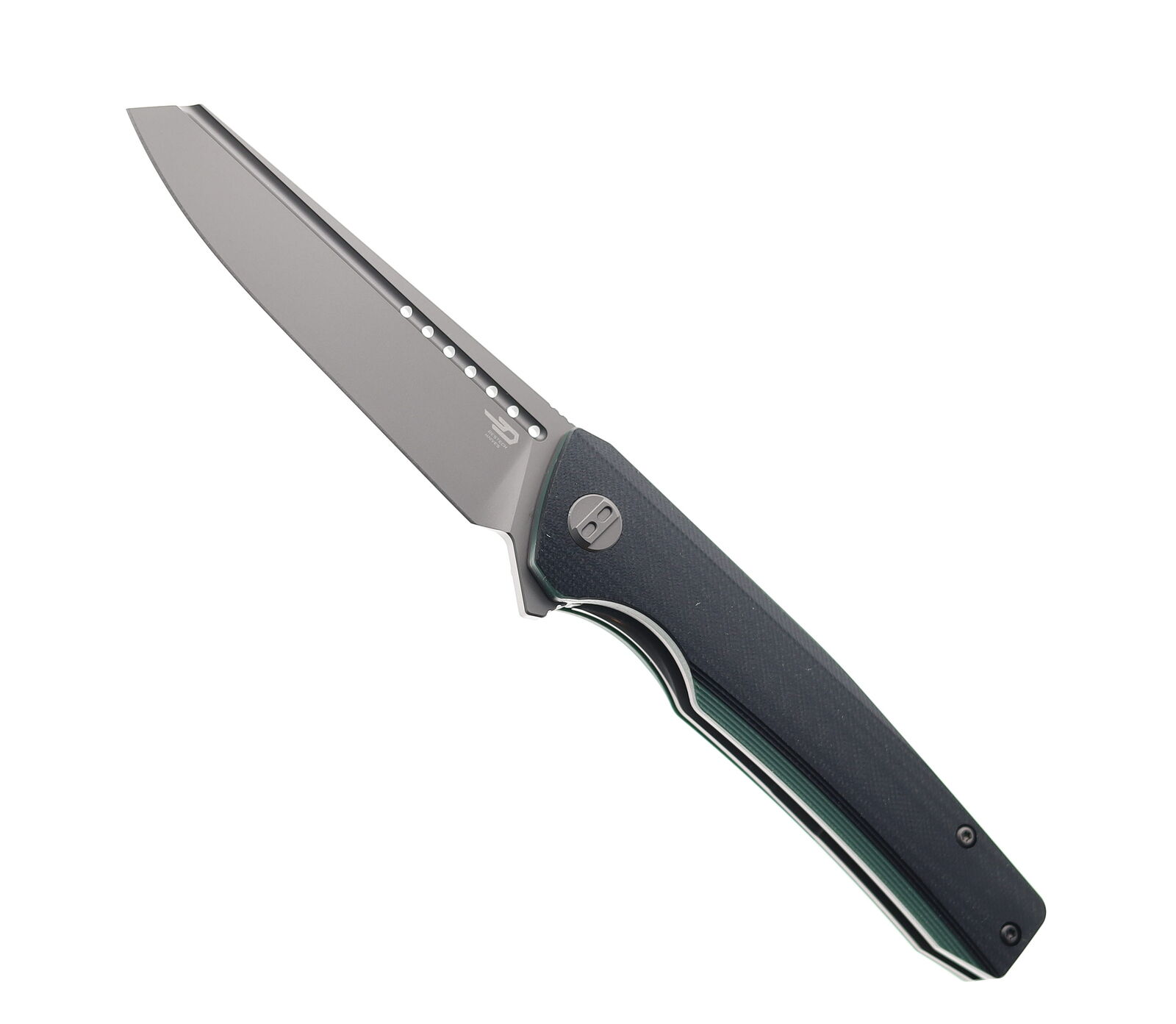 Bestech Slyther Folding Knife Black/Green G10 Handle 14C28N Plain Edge BG51D