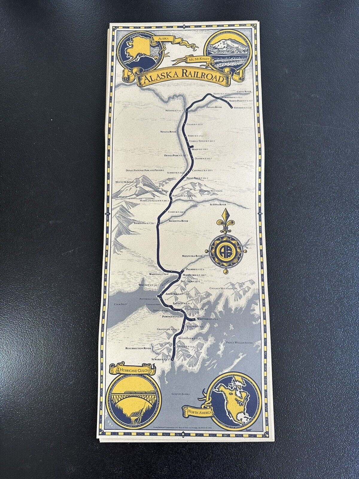 1993 Alaska Railroad Corporation Map Poster 9x23”