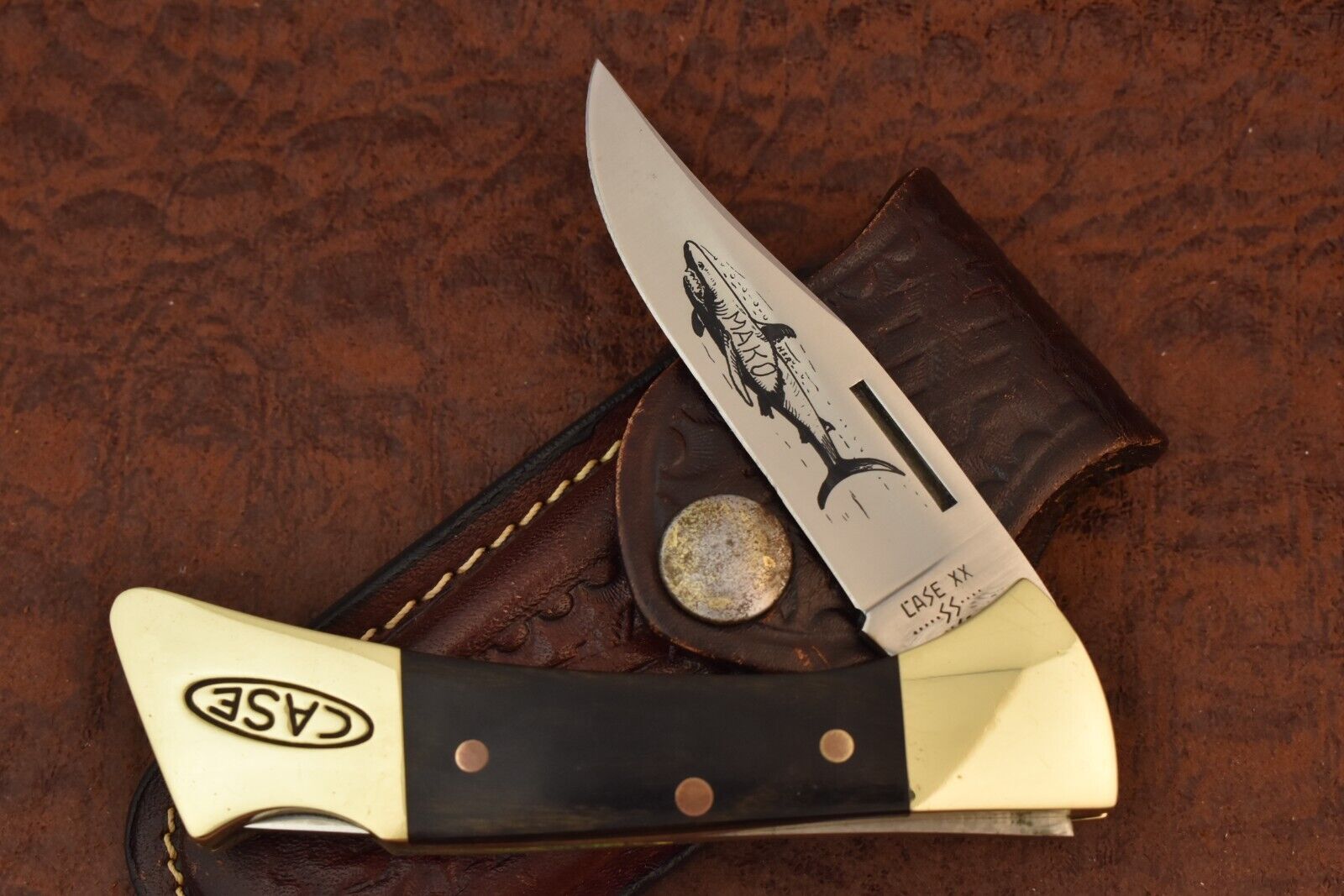 CASE XX USA 9 DOT 1981 WOOD MAKO SHARK PREMIUM LOCKBACK KNIFE P158 L SSP (15585