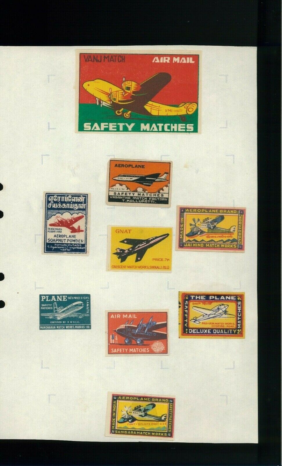 Airplane Stickers/Cinderellas from Match Boxes from India. Net 29.95