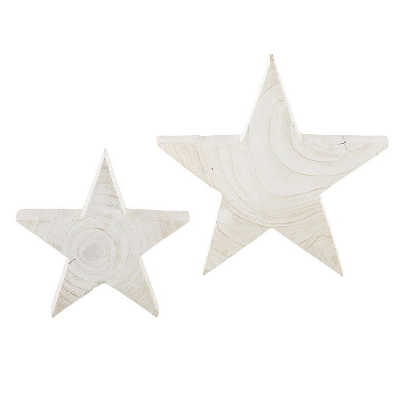 Eco-friendly Paulownia White Stars Accessories Chritsmas Decoration - Pack of 2