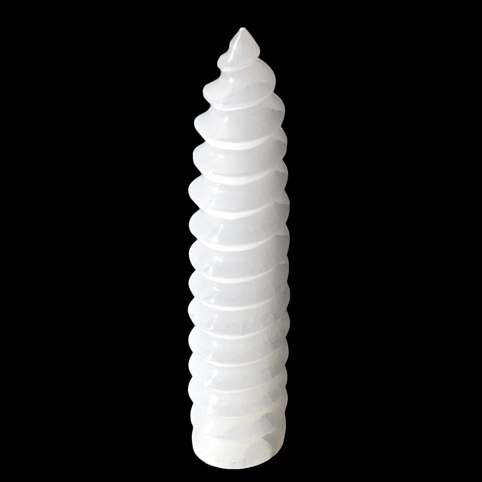 XL Selenite Tower Polished Crystal Spiral Energy Wand 8\