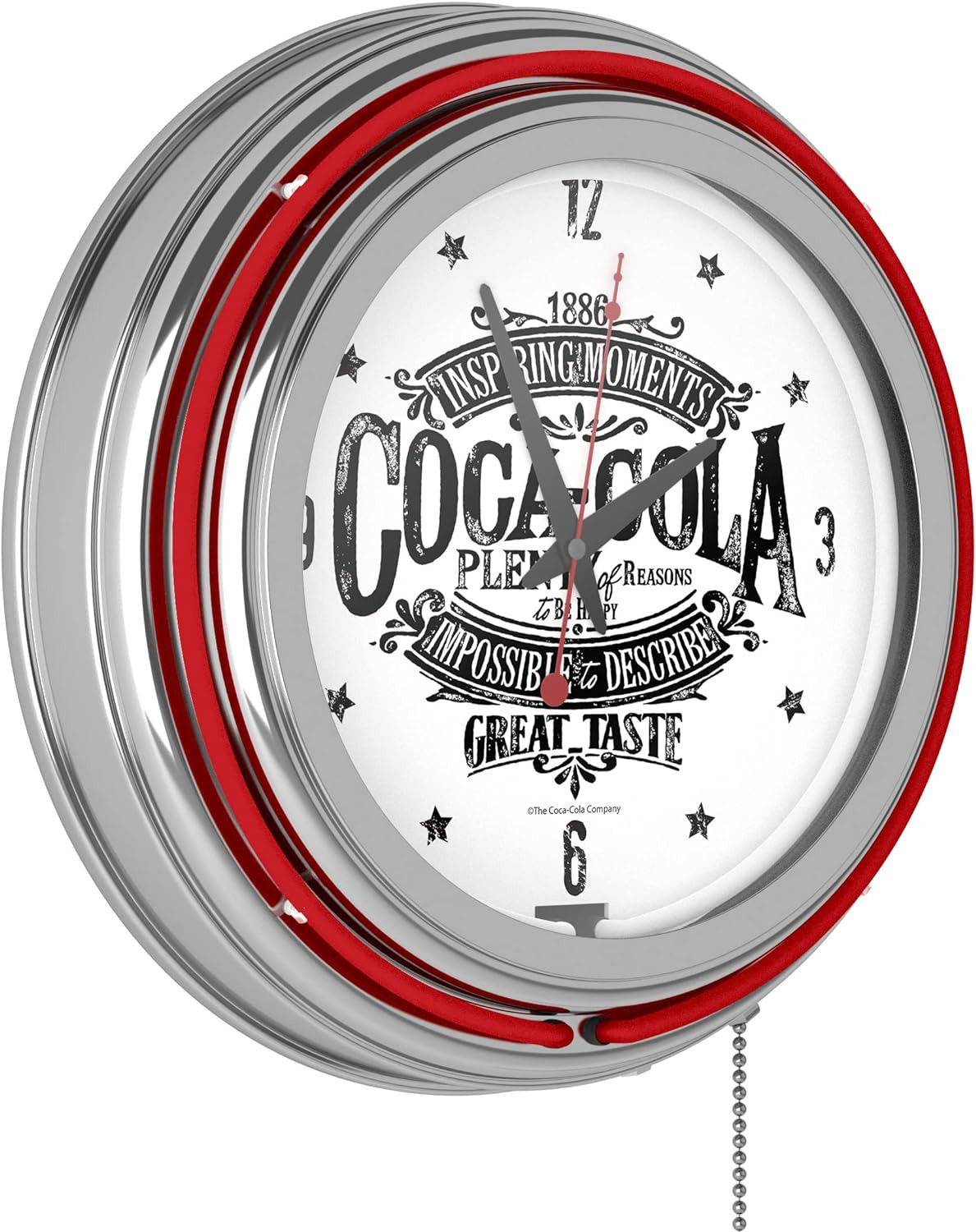 Trademark Gameroom Neon Clock - Retro Coca-Cola Brazil 1886 Vintage Analog Wall 